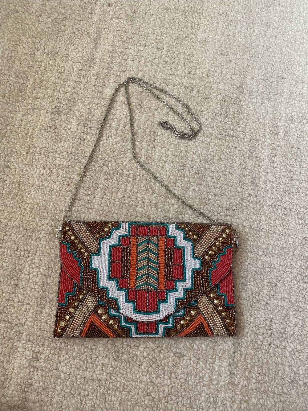 Beaded Geometric Pattern Clutch